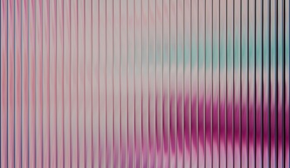 Ribbed glass effect with pink gradient and vertical white highlights, smooth distortion texture with vibrant fractal gradient, iridescent glass ripple background