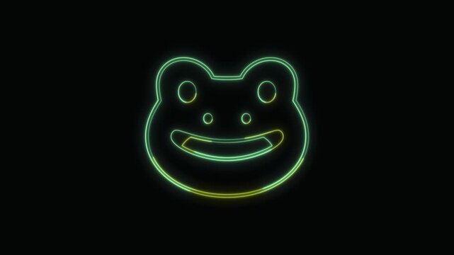  Frog Icon Neon Seamless Loop 4K with Black Background Animated Promotional Typography for Video Editing