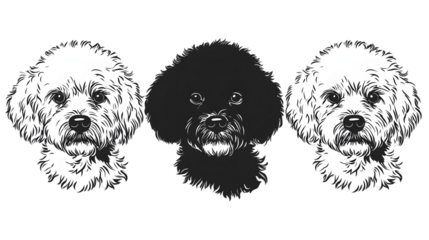 Bichon Frise silhouettes dog face isolated on transparent background