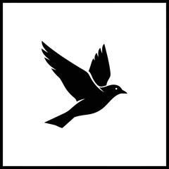 Silhouette of a Bird in Flight, Black and White