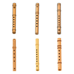 Naklejka premium Bamboo Flute Vector Set Traditional 