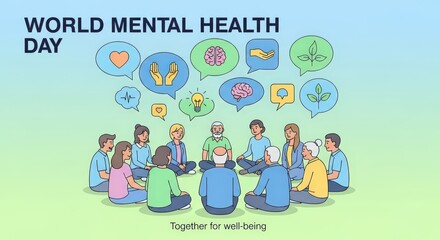 Fototapeta premium Celebrating World Mental Health Day Together Promoting Well Being