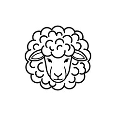 Simple Line Art Sheep Head Silhouette