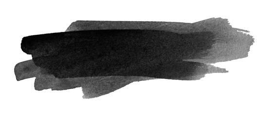 black watercolor background. Artistic hand paint. Isolated on transparent background.