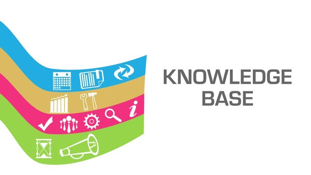 Knowledge Base Colorful Waves Business Symbols Left Blinking Text 