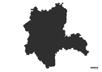 Vector silhouette city map of Konya in Turkey
