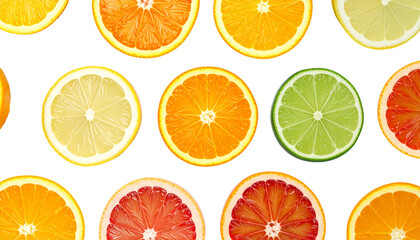 柑橘フルーツの断面パターン（背景透過）