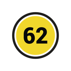62 number icon vector outline design symbol or illustration