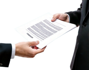 Close-up of Hands Exchanging Business Contract, isolated on transparent background” PNG