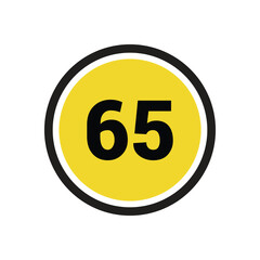 65 number icon vector outline design symbol or illustration