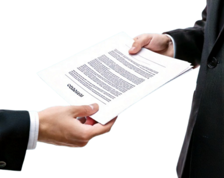 Close-up of Hands Exchanging Business Contract, isolated on transparent background” PNG