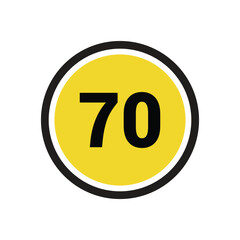 70 number icon vector outline design symbol or illustration