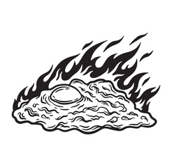 Obraz premium Vector illustration of a fried egg on fire with a whimsical and playful art style