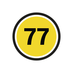 77 number icon vector outline design symbol or illustration
