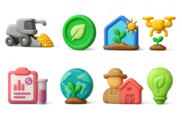 Sustainable farming 3d icons: innovation and eco-friendly agricultural concepts