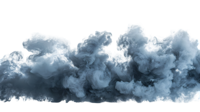 Elegant swirling smoke shades of gray isolated on transparent background