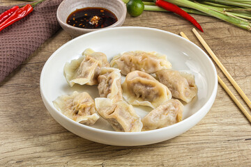 Asian steamed dumplings with meat