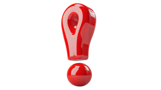 Exclamation mark 3D rendering illustration isolated on transparent background