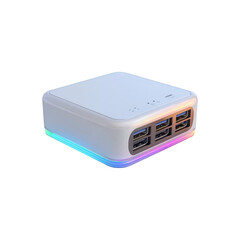 Modern White USB Charging Hub with RGB LED Lighting