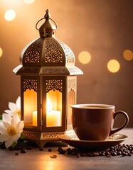 Lantern, Coffee, Candle, Cozy, Evening Setting