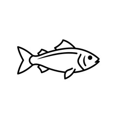 Simple Black and White Fish Outline Illustration