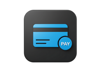 Blue credit card icon vector for business and technology design