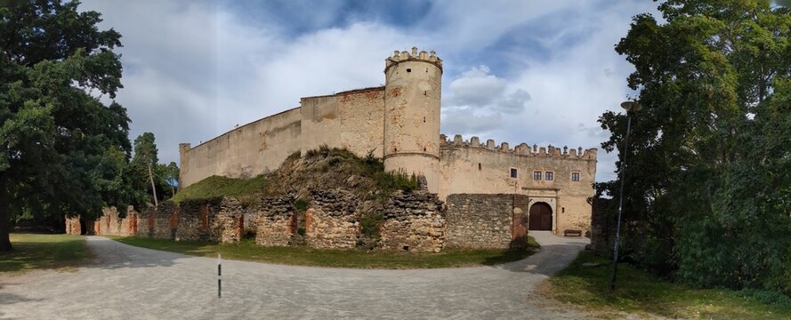 Boskovice,Czechia-23.01.2026: Panorama view of Boskovice Castle ruins overlooking surrounding countryside, documenting medieval fortification, cultural heritage, and historic landmark within South