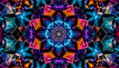 暖色系を中心とした万華鏡模様