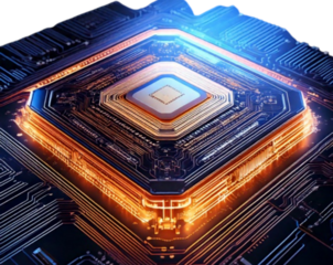 High-Tech AI Chipset with Digital Matrix Pattern, isolated on transparent background PNG