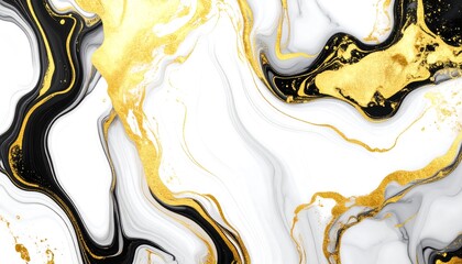 Elegant Black and Gold Marble Abstract Background with Swirling Lines and Textures