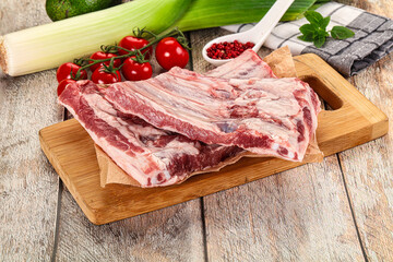 Raw pork ribs for cooking