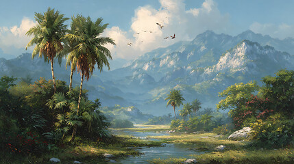 mountain landscape with clouds