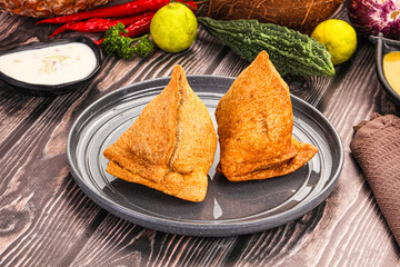 Indian cuisine - stuffed samosa pastrie