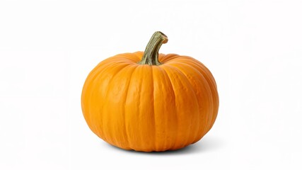 Fototapeta premium Ripe and Round Orange Pumpkin, Perfect for Halloween Decoration and Cooking, Isolated.