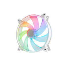 RGB LED Computer Cooling Fan - White Transparent Case, Rainbow Illumination
