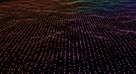 Abstract digital landscape with vibrant color gradients and textured points.