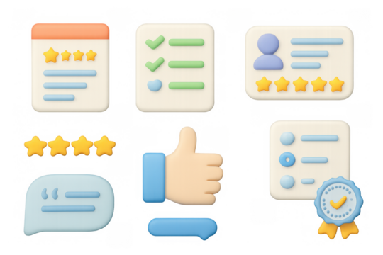 User interface elements in 3d style for review and feedback
