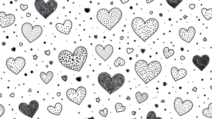 Heart background valentine day design one line draw vector illustration isolated on transparent background