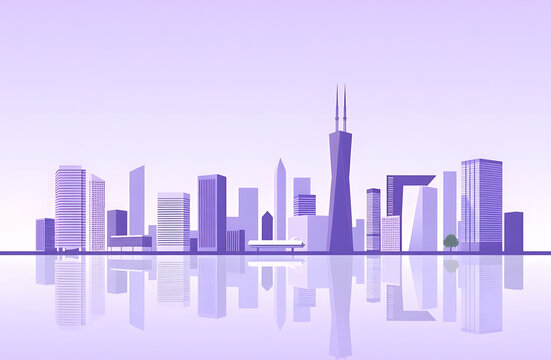 Stylized Office Towers Corporate Purple Template
