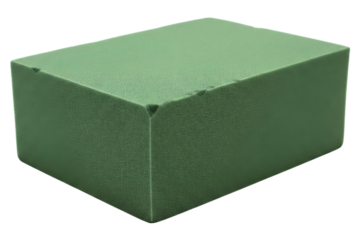Green floral foam brick for flower arrangements and crafts isolated on a transparent background