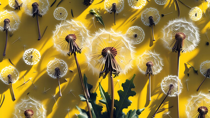 abstract background with yellow flowers, HD and 4k image