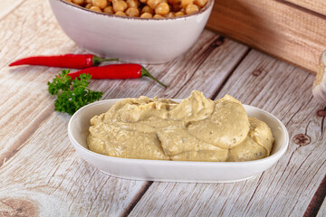 Natural organic homemade chickpea hummus
