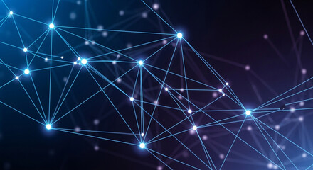 Abstract Network Connection: Glowing Nodes and Lines, Futuristic Technology Background, Digital Connectivity Concept.