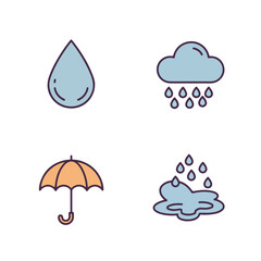 Four rain icons