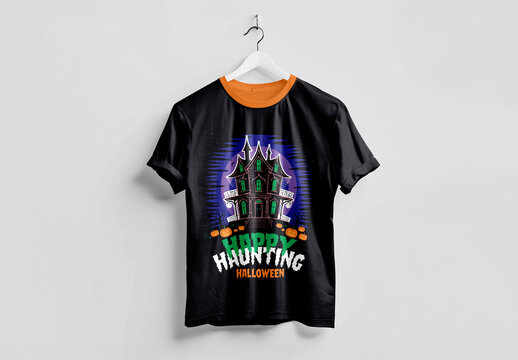 Halloween Tshirt Graphic with Haunted House Theme