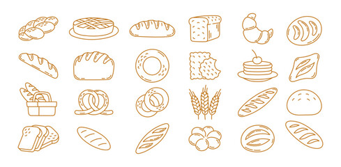 Bakery icon set design for packaging grain bread and flour products