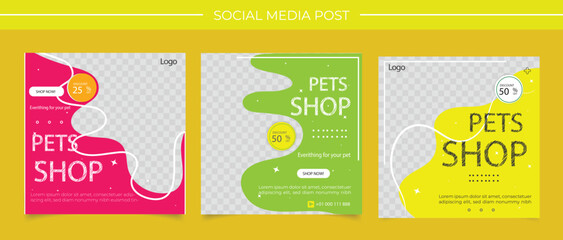 MobPet shop social media post template design with photo collage
