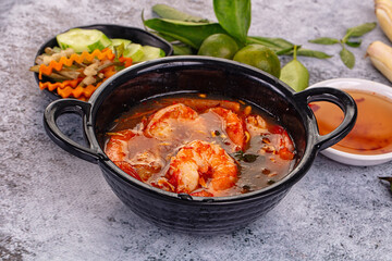 Asian sour spicy soup with prawn