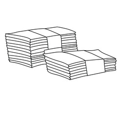 cute cartoon hand drawn vector bundle of money outline.