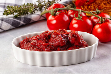 Red organic fresh tomato paste